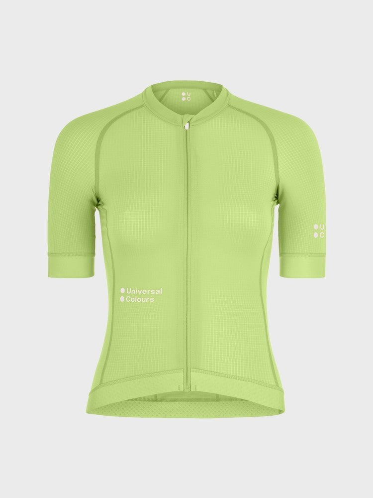 Universal Colours Chroma ウィメンズ サイクリングジャージ ライム | 超軽量フランス織りナイロンでパフォーマンス向上